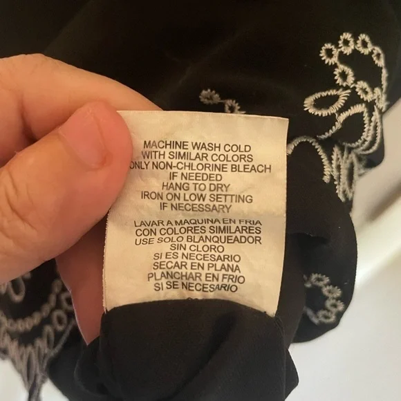 AS U Wish Size L black Embroidered Hem Pleated Front Lined Dress - Picture 7 of 11